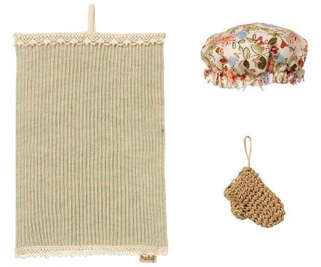 Maileg, Wellness Set (Towel and Shower Cap)