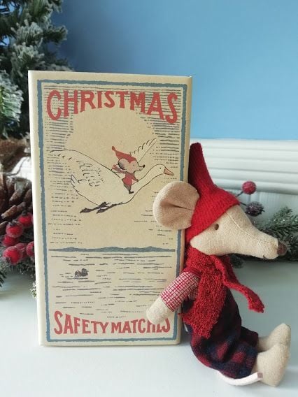 Maileg, Christmas Mouse Big Brother in Matchbox