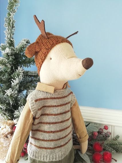 Maileg, Maxi Mouse Boy (W Knitted Hat)