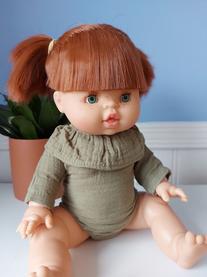Minikane, Frilly Body Cotton Double Gaze (Olive Green)
