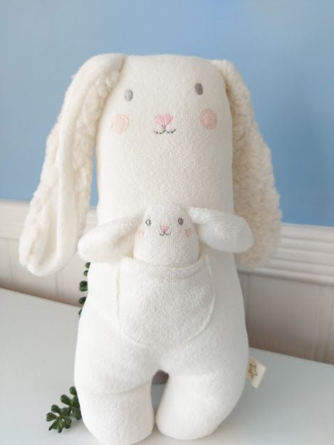 Albetta, Bunny Towelling Toy With Baby Bunny in Pocket