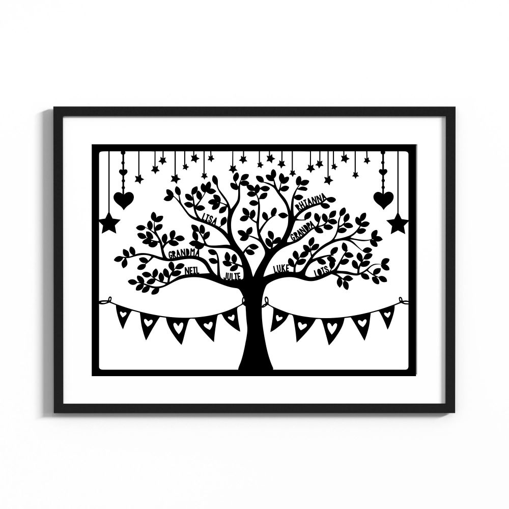 Family Tree up to 8 Names  A4 Papercut