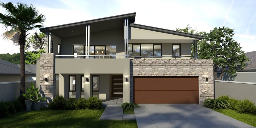 Reverse Living Double Storey Home Designs | Front View Home Designs in
