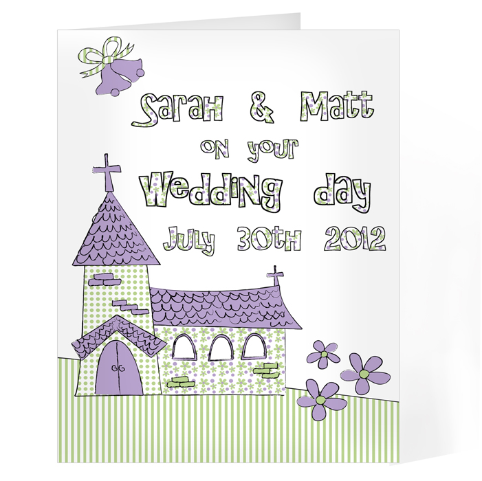 Personalised Wedding Day Card - Whimsical Church Wedding Card