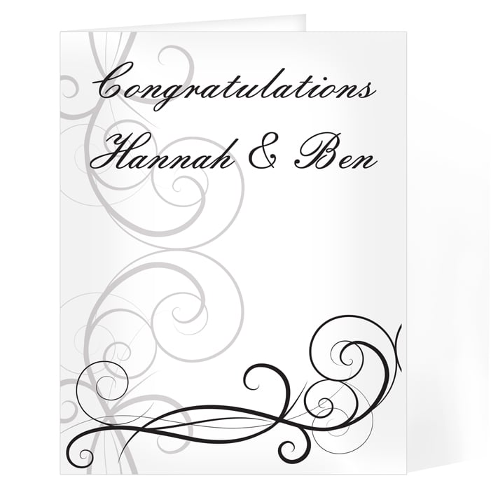 Personalised Wedding Day Card - Black Swirl Wedding Card