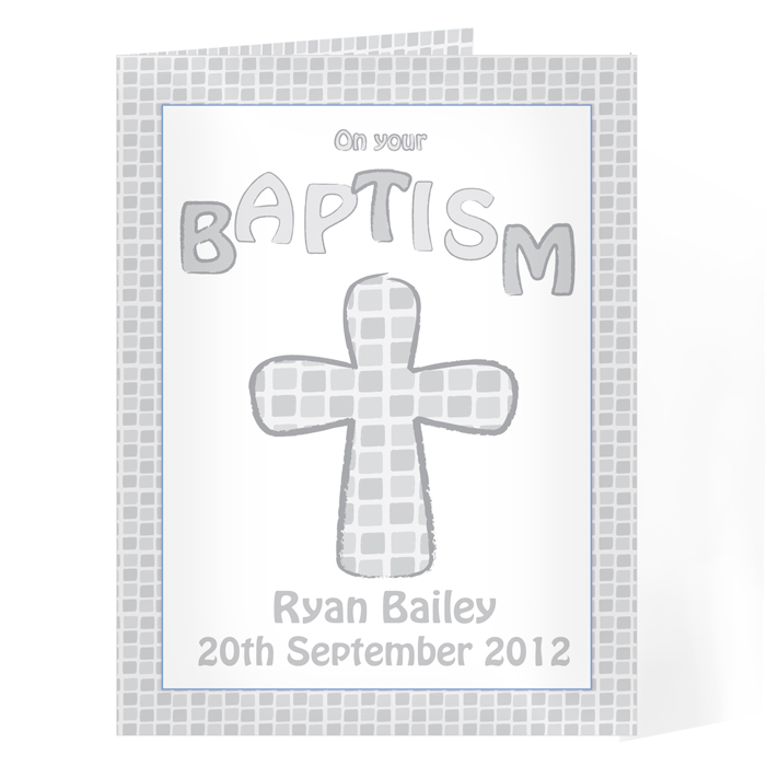 Personalised Baptism Card - Baptism Card Grey