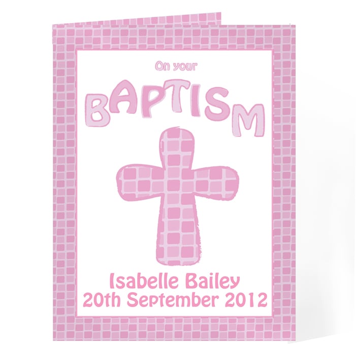 Personalised Baptism Card - Baptism Card Pink