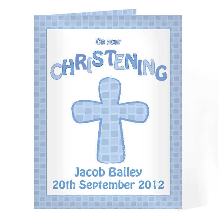 Personalised Christening Card - Baptism Christening Blue