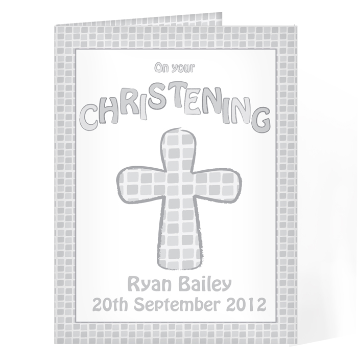 Personalised Christening Card - Baptism Christening Grey