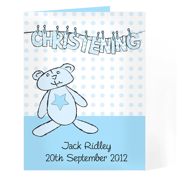 Personalised Christening / Baptism / Naming Day Card - Boy Christening Wash
