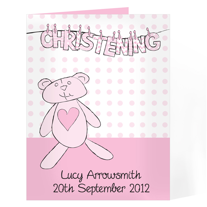 Personalised Christening / Baptism / Naming Day Card - Girl Christening Was