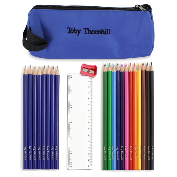 personalised pencil case and pencils