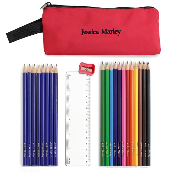 Personalised Back to School Pencil case, Personalised Pencils, Ruler & Shar