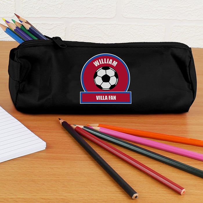 Personalised Back to School Pencil Case - Claret & Blue Football Fan