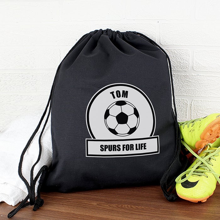 Personalised PE Kit Bag - Black & White Football Theme