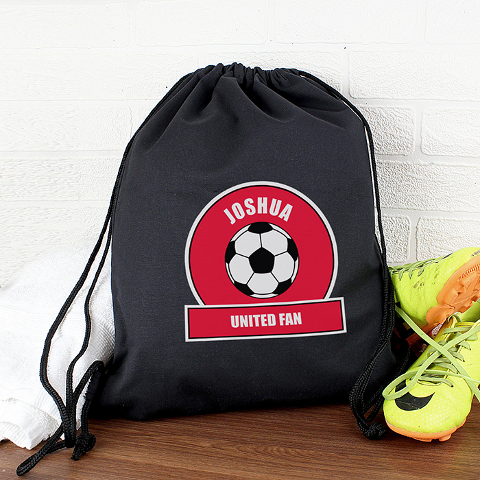 Personalised PE Kit Bag - Red & White Football Theme