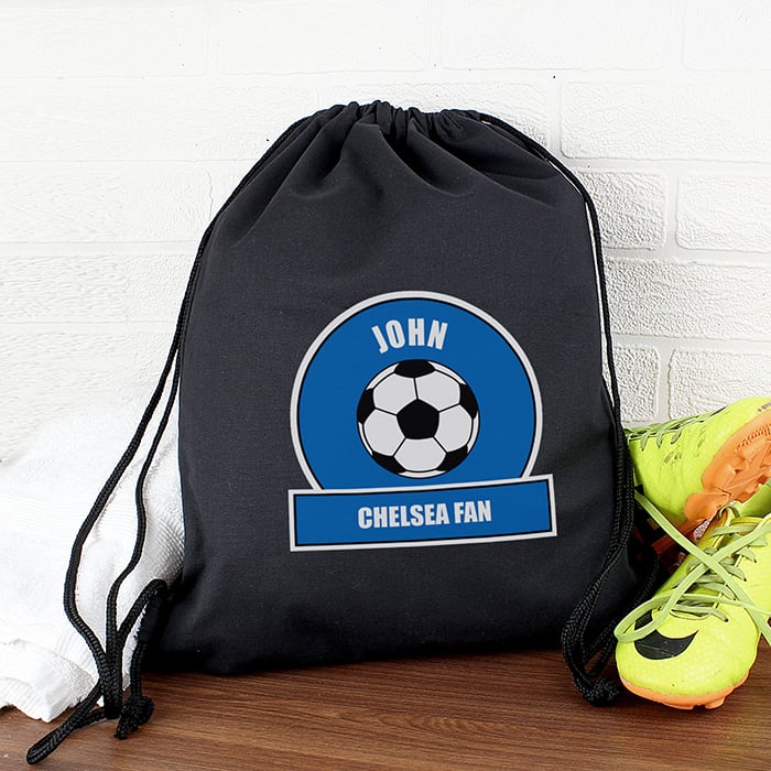 Personalised PE Kit Bag - Blue & White Football Theme