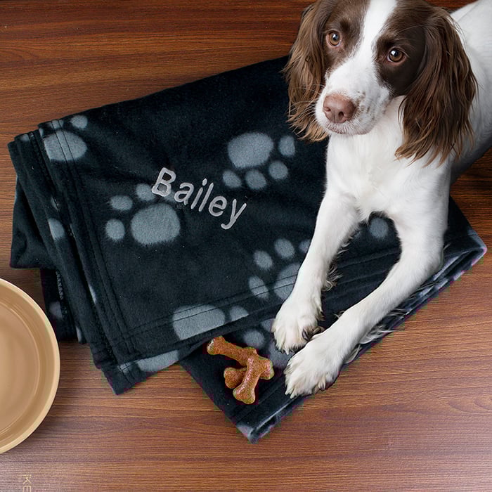 Personalised Dog Blanket - Dog Paw Print Fleece Blanket -