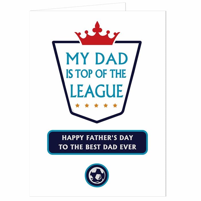 Personalised Top of League Card Ideal for Birthdays & Father's Day