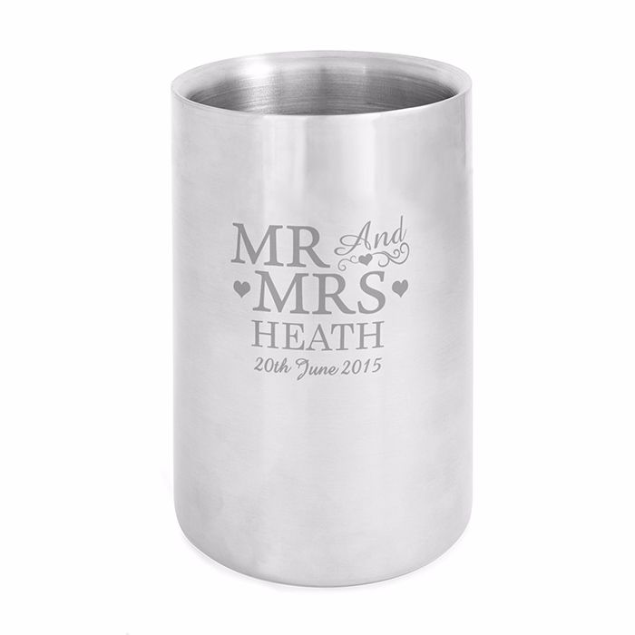 Personalised Mr & Mrs Stainless Steel Wine Cooler