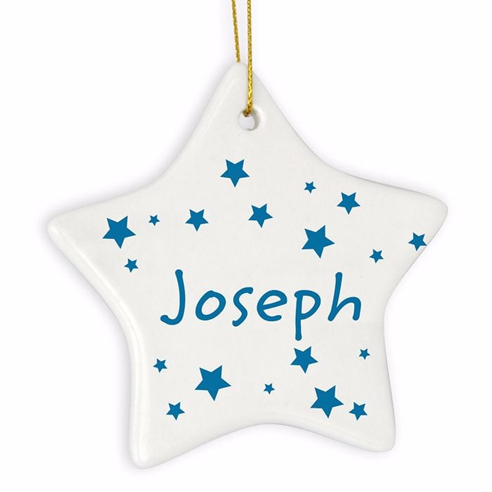 Personalised STARS Ceramic Star Christmas Tree Decoration