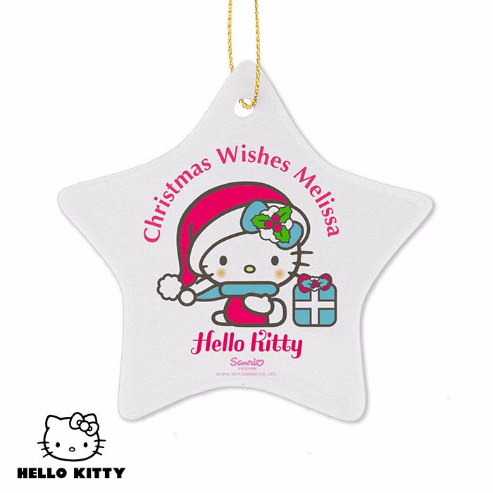 Personalised HELLO KITTY Ceramic Star Christmas Tree Decoration