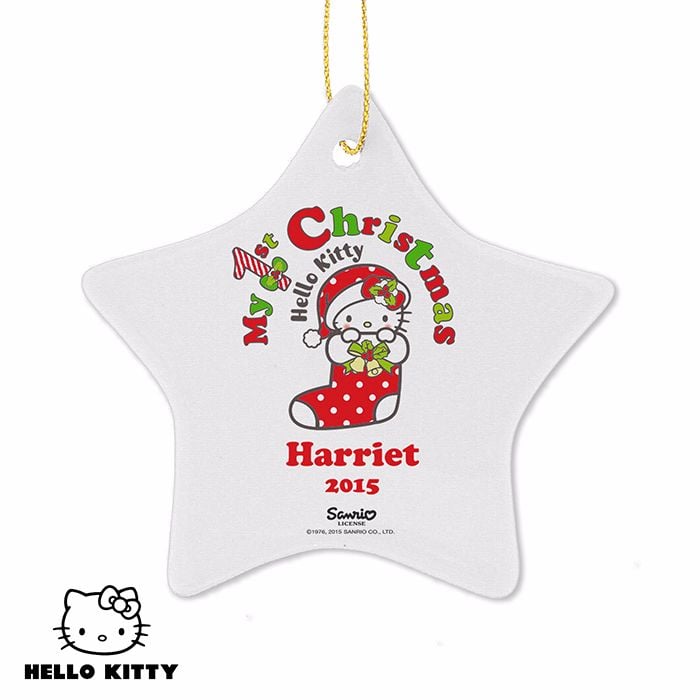 Personalised HELLO KITTY MY 1ST CHRISTMAS Ceramic Star Christmas Tree Decor