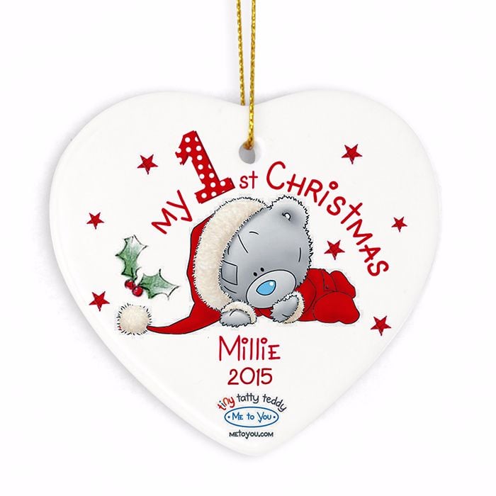 Personalised ME TO YOU MY 1st CHRISTMAS Ceramic Heart Christmas Tree Decora