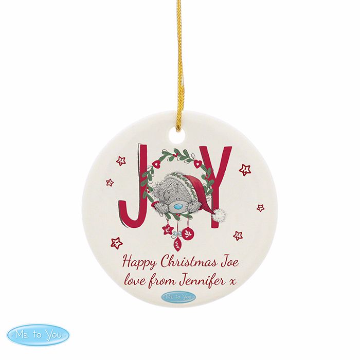 Personalised ME TO YOU JOY Ceramic Heart Christmas Tree Decoration