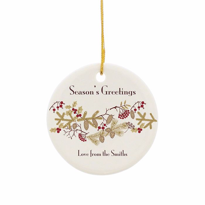 Personalised FLORAL CHRISTMAS Ceramic Round Christmas Tree Decoration
