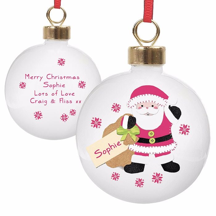 Personalised SANTA CHRISTMAS BAUBLE Ceramic Christmas Tree Bauble Decoratio