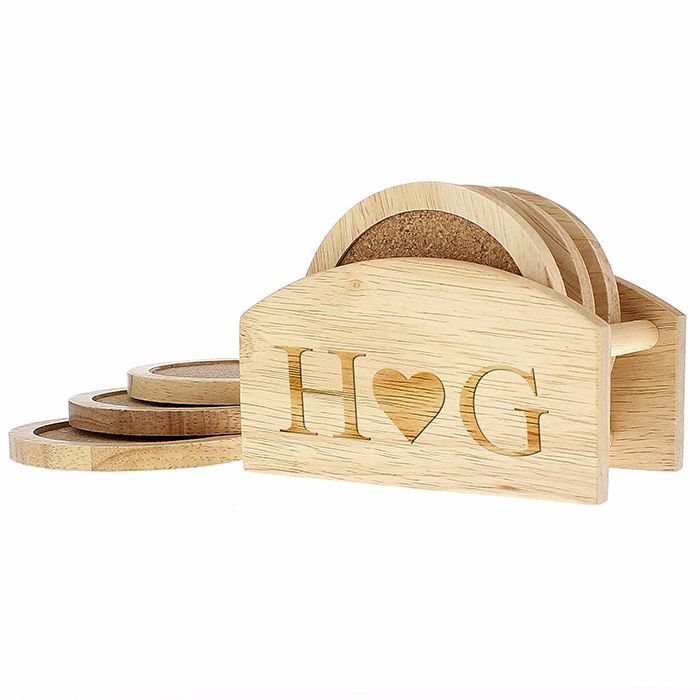Personalised Monogram Wooden Coaster Set
