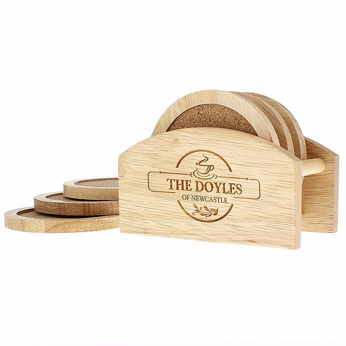 Personalised Family Name Wooden Coaster Set