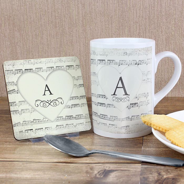 Personalised Manuscript Coaster & Mug