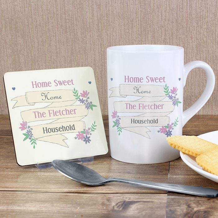 Personalised Floral Coaster & Mug