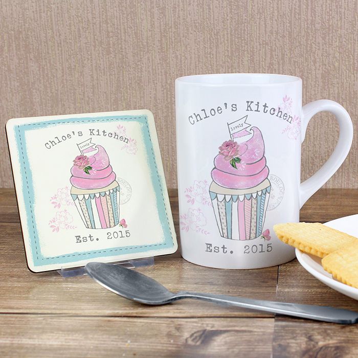 Personalised Cupcake Coaster & Mug