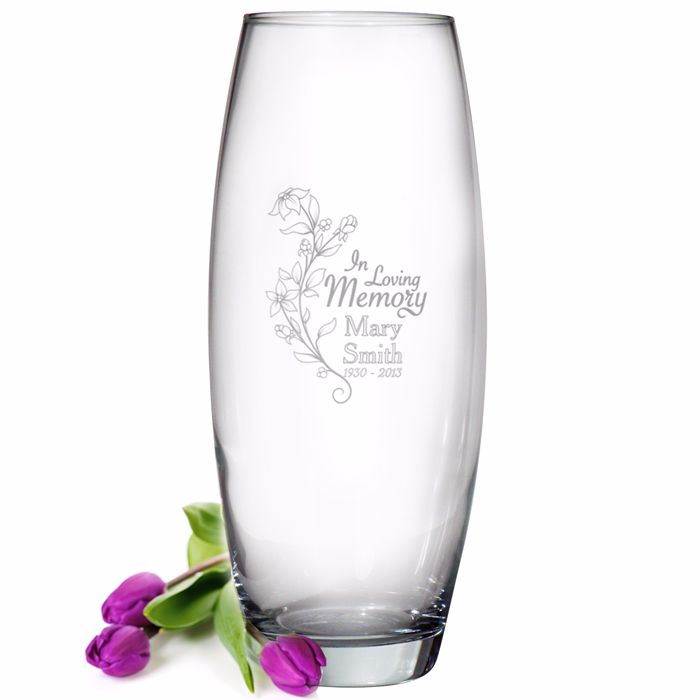Personalised Life Love Glass Vase Grave Memorial Grave Vase