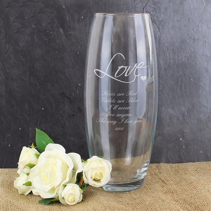 Personalised LOVE Glass Vase Wedding Engagement Anniversary House Warming