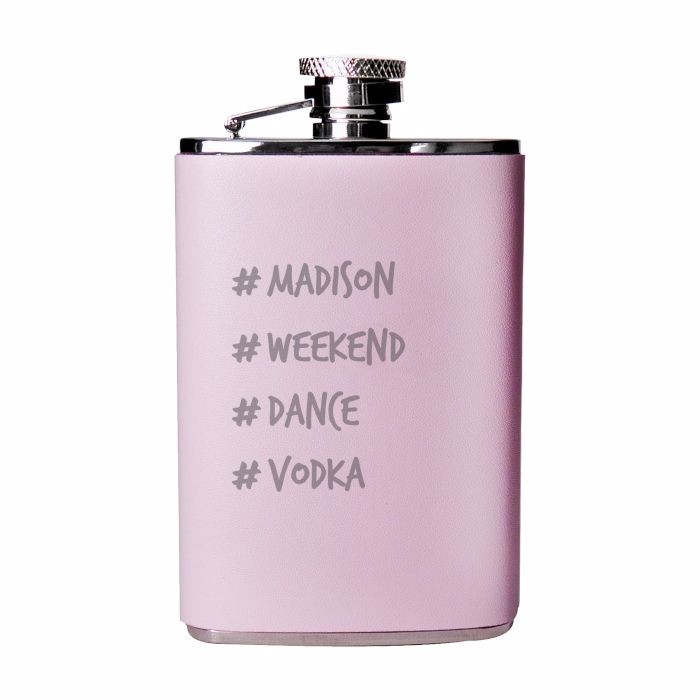 Personalised PINK #HASHTAG Hip Flask