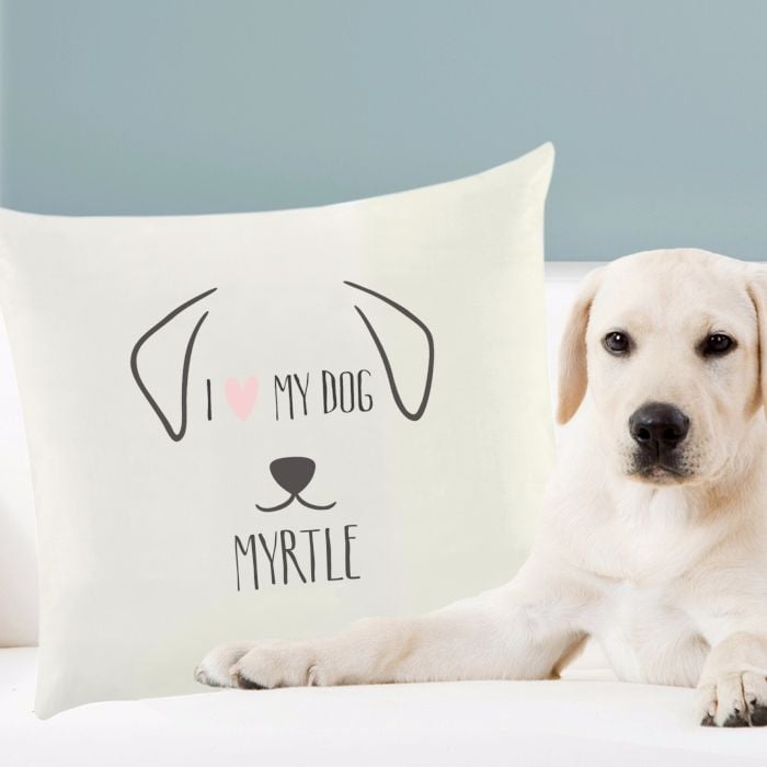 Personalised I LOVE MY DOG Cushion Cover