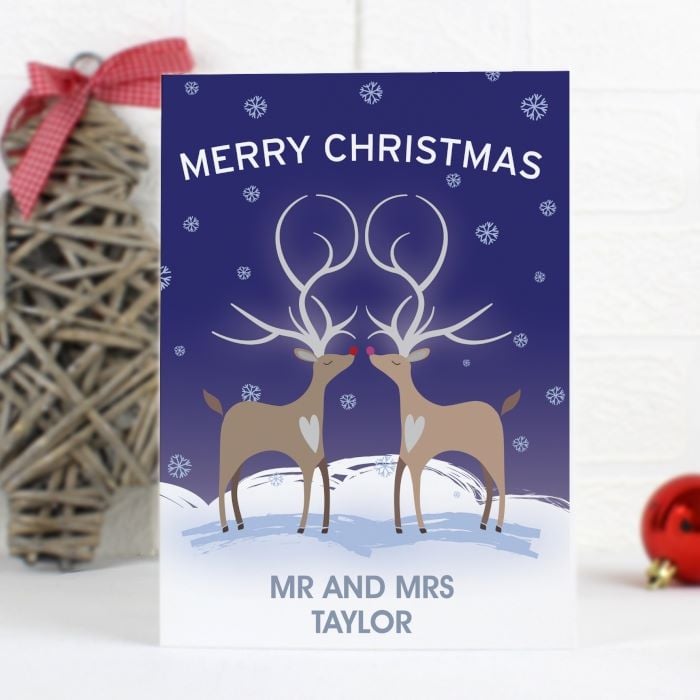Personalised REINDEER COUPLES Christmas Card