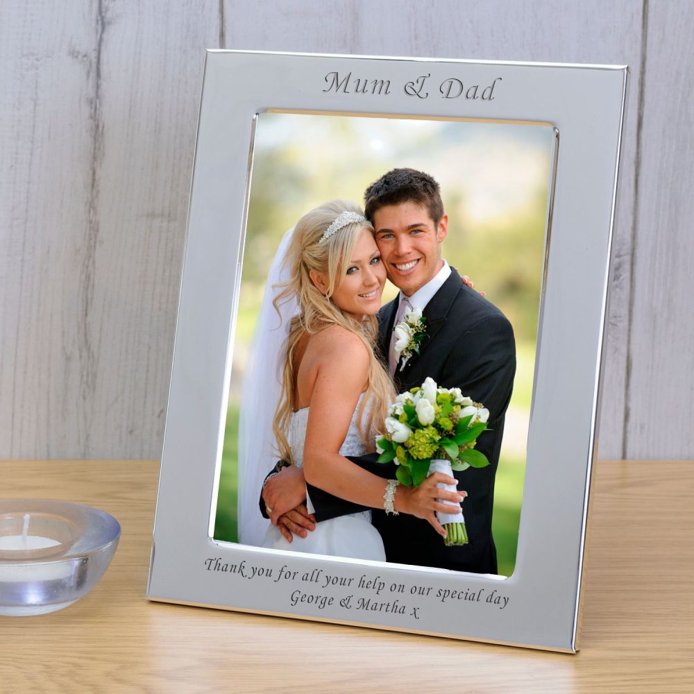 Personalised 6x4 MUM & DAD Silver Plated Frame