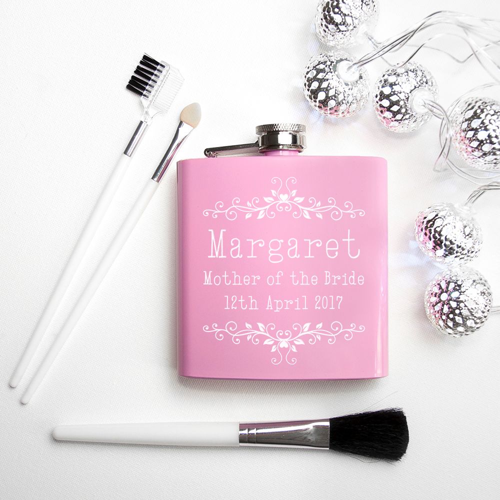 Floral Wedding Party Gift Personalised Hip Flask