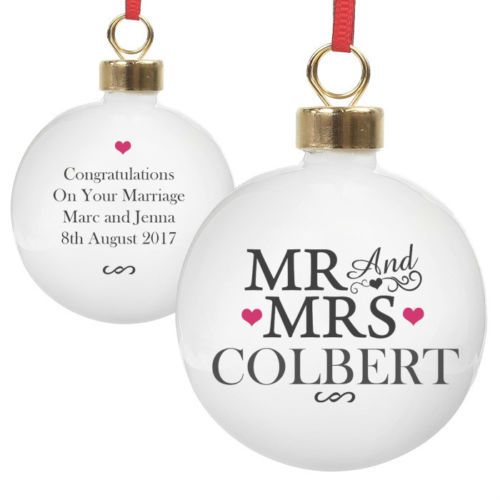 Personalised MR & MRS COUPLES BAUBLE Ceramic Christmas Tree Bauble Decorati