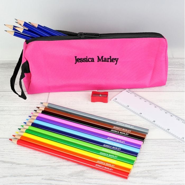 personalised pencil case and pencils