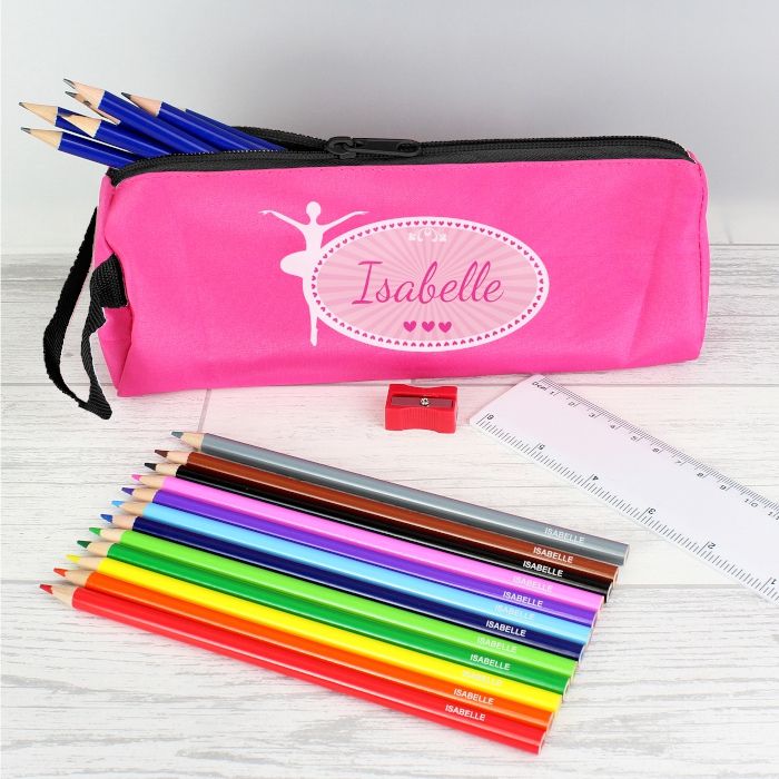 Personalised Back to School Pencil Case - Pink Ballerina