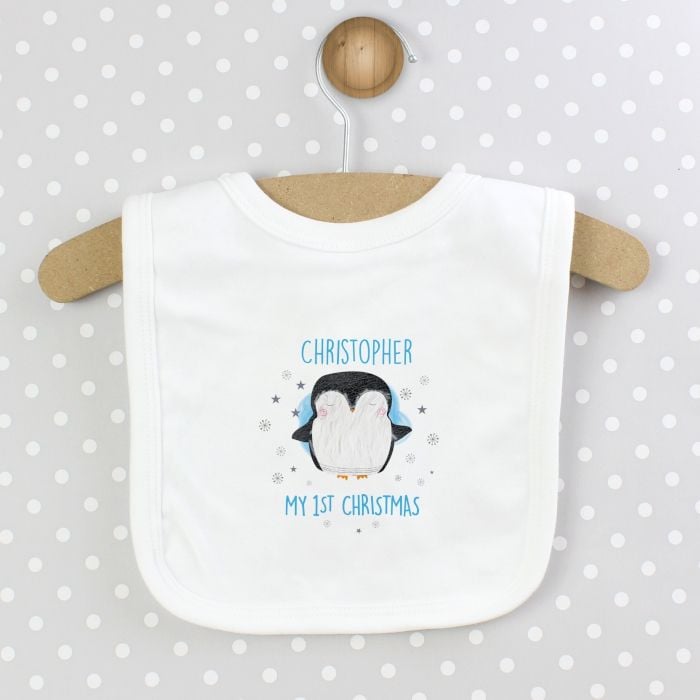 Personalised 1st Christmas Penguin Bib