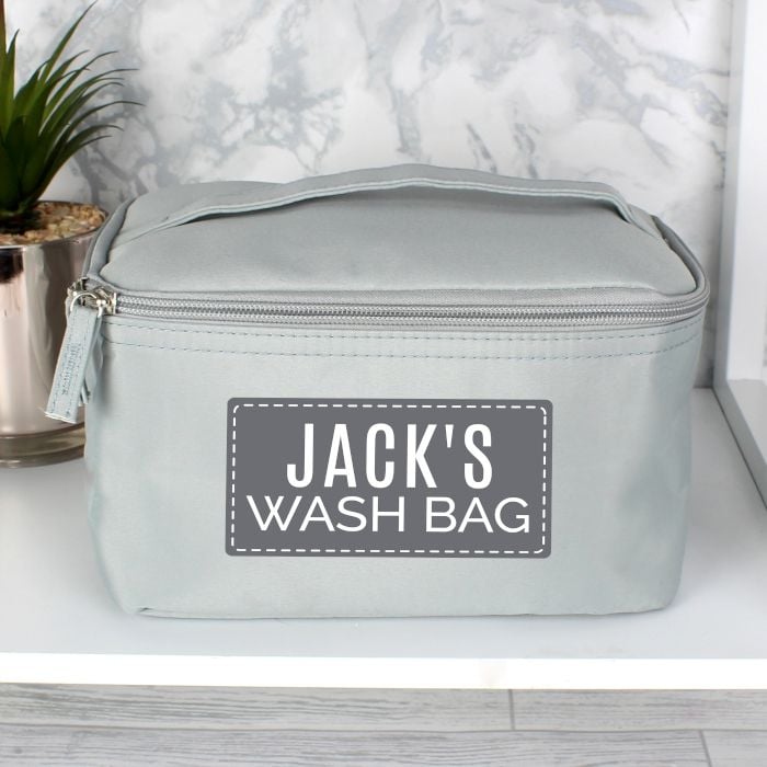 Personalised Classic Grey Make Up Wash Bag
