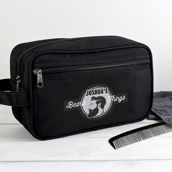 Personalised Beard Things Black Wash Bag