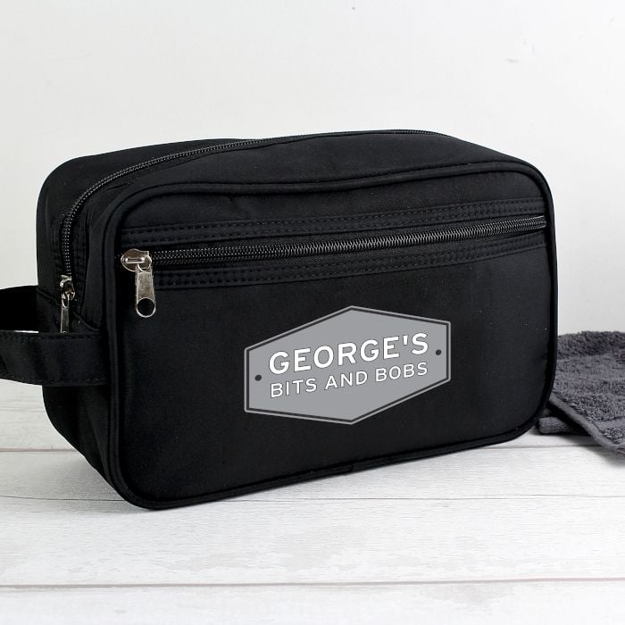 Personalised Plaque Black Wash Bag